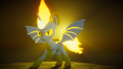 Size: 3840x2160 | Tagged: safe, artist:phoenixtm, oc, oc:delta firedash, alicorn, dracony, dragon, hybrid, pony, 3d, fire dracony, glowing, high res, mane of fire, stance, tail of fire, unity (game engine)