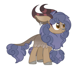 Size: 1260x1142 | Tagged: safe, artist:calibykitty, oc, oc only, oc:cloudy meadow, hybrid, pony, base used, ear piercing, earring, interspecies offspring, jewelry, kirin hybrid, offspring, parent:prince rutherford, parent:rain shine, piercing, simple background, solo, transparent background, yak hybrid