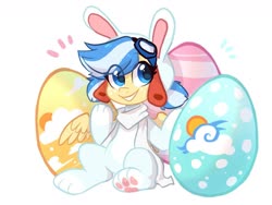 Size: 1600x1200 | Tagged: safe, artist:oofycolorful, oc, oc only, pegasus, pony, animal costume, bunny costume, clothes, costume, easter egg, paw pads, paw prints, solo