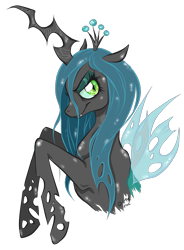 Size: 1000x1358 | Tagged: dead source, safe, artist:o-kamii, queen chrysalis, changeling, g4, female, simple background, solo, transparent background