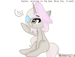 Size: 1600x1200 | Tagged: safe, artist:memengla, oc, oc only, oc:memengla, pony, unicorn, easter, easter bunny, easter egg, female, filly, holiday, simple background, solo, transparent background, younger