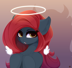 Size: 5280x5000 | Tagged: safe, artist:xsatanielx, oc, oc only, oc:jessi-ka, earth pony, pony, rcf community, absurd resolution, angelic wings, bedroom eyes, female, halo, looking at you, mare, solo, wings