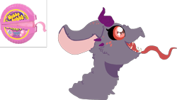 Size: 1837x1033 | Tagged: safe, artist:nootaz, oc, oc only, oc:toninha do diabo, hubba bubba, simple background, solo, tongue out, transparent background