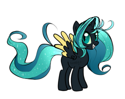 Size: 619x487 | Tagged: safe, artist:skulifuck, oc, oc only, oc:penumbra, pegasus, pony, base used, ethereal mane, female, grin, mare, pegasus oc, simple background, smiling, solo, starry mane, transparent background, two toned wings, wings