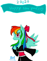 Size: 727x942 | Tagged: safe, artist:samuel-neocros, rainbow dash, pegasus, anthro, g4, 2020, clothes, female, happy new year, happy new year 2020, holiday, kimono (clothing), simple background, solo, transparent background