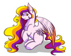 Size: 1500x1191 | Tagged: safe, artist:shamy-crist, oc, oc only, pegasus, pony, female, mare, simple background, solo, two toned wings, white background, wings