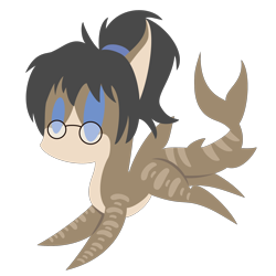 Size: 2100x2100 | Tagged: safe, artist:showtimeandcoal, oc, oc only, oc:mara, original species, pony, shark, shark pony, chibi, commission, cute, fin, fins, glasses, high res, icon, ponytail, simple background, solo, stripes, transparent background, ych result