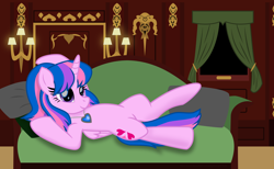 Size: 9750x6005 | Tagged: safe, alternate version, artist:ejlightning007arts, oc, oc only, oc:hsu amity, alicorn, pony, alicorn oc, bedroom, couch, draw me like one of your french girls, heart of the ocean, horn, offscreen character, pose, solo, textless version, titanic, wings