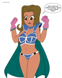 Size: 1280x1600 | Tagged: safe, artist:cadenreigns, fluttershy, human, g4, alternate design, andrea libman, belly button, breasts, brown eyes, brown hair, busty fluttershy, chichi, clothes, cosplay, costume, dragon ball, female, human coloration, humanized, natural eye color, natural hair color, solo, take that, voice actor joke