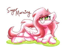Size: 2560x2048 | Tagged: safe, artist:sugar morning, oc, oc only, oc:sugar morning, pegasus, pony, cute, female, high res, mare, ocbetes, simple background, smiling, solo, text, white background