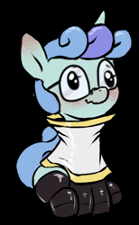 Size: 273x444 | Tagged: safe, artist:multiverseequine, derpibooru exclusive, edit, oc, oc:rocky (colt quest), pony, unicorn, colt quest, blushing, clothes, colt, ear blush, foal, latex, latex socks, male, robe, socks, solo, two toned mane