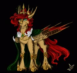 Size: 2499x2386 | Tagged: safe, artist:martazap3, oc, oc only, oc:dragonpony, oc:fironyx, pegasus, pony, high res, hybrid wings, king, male, nudity, sheath, solo, stallion, wings