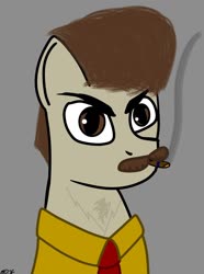 Size: 802x1080 | Tagged: safe, artist:dayyr, oc, oc only, earth pony, pony, cigarette, clothes, costume, facial hair, male, moustache, smoking, solo, stallion
