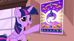 Size: 1280x720 | Tagged: safe, screencap, twilight sparkle, alicorn, pony, g4, three's a crowd, female, folded wings, poster, solo, twilight sparkle (alicorn), wings