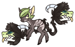 Size: 1019x640 | Tagged: safe, artist:skulifuck, oc, oc only, monster pony, original species, piranha plant pony, plant pony, augmented tail, colored hooves, ear fluff, fangs, horn, male, multiple heads, plant, simple background, tongue out, transparent background