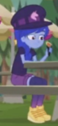 Size: 828x1792 | Tagged: safe, screencap, space camp, equestria girls, equestria girls series, g4, sunset's backstage pass!, spoiler:eqg series (season 2), cropped, female, food, shoes, sitting, sneakers, solo focus, sushi