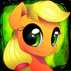 Size: 1024x1024 | Tagged: safe, artist:isaeliseduk, applejack, earth pony, pony, g4, bust, cute, female, hatless, jackabetes, looking at you, mare, missing accessory, portrait, solo