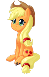 Size: 825x1307 | Tagged: safe, artist:sofua, applejack, earth pony, pony, g4, cute, female, jackabetes, mare, simple background, sitting, solo, transparent background