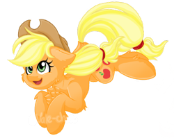 Size: 680x540 | Tagged: safe, artist:silentwolf-oficial, applejack, earth pony, pony, g4, cheek fluff, chest fluff, cute, ear fluff, female, jackabetes, leg fluff, mare, open mouth, simple background, solo, transparent background