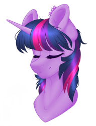 Size: 780x1020 | Tagged: safe, artist:silentwolf-oficial, twilight sparkle, pony, unicorn, g4, bust, cute, eyes closed, female, mare, portrait, simple background, solo, transparent background, twiabetes, unicorn twilight