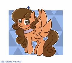 Size: 1280x1127 | Tagged: safe, artist:redpalette, oc, oc only, fly, insect, pegasus, pony, cute, daaaaaaaaaaaw, female, food, jewelry, mare, orange, smiling, tiara