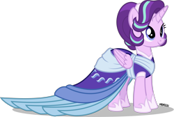 Size: 4000x2683 | Tagged: safe, artist:orin331, starlight glimmer, alicorn, pony, g4, alicornified, clothes, clothes swap, coronation dress, cute, dress, female, glimmerbetes, high res, mare, race swap, simple background, smiling, solo, starlicorn, transparent background