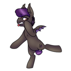 Size: 1500x1500 | Tagged: safe, artist:cinnerroll, oc, oc only, oc:lula vieve, bat pony, pony, chibi, simple background, solo, tongue out, transparent background
