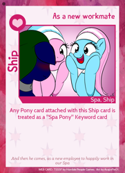 Size: 788x1088 | Tagged: safe, artist:asajiopie01, aloe, lotus blossom, earth pony, pony, twilight sparkle's secret shipfic folder, g4, text, trading card