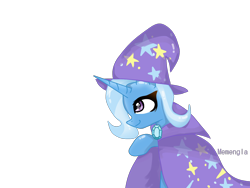 Size: 1600x1200 | Tagged: safe, artist:memengla, trixie, pony, unicorn, g4, female, mare, raised hoof, simple background, sitting, solo, transparent background, younger