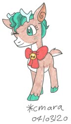 Size: 612x1059 | Tagged: safe, artist:cmara, alice the reindeer, deer, reindeer, g4, bell, female, one eye closed, solo, traditional art, wink