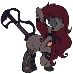Size: 1024x1044 | Tagged: safe, artist:fluffy-desu, oc, oc only, oc:arpeggio, pony, augmented tail, ear piercing, female, piercing, raised hoof, simple background, solo, transparent background