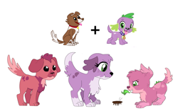 Size: 1271x796 | Tagged: safe, artist:unoriginai, spike, spike the regular dog, winona, cockroach, dog, insect, equestria girls, g4, cute, female, male, offspring, parent:spike, parent:spike the dog, parent:spinona, parent:winona, puppy, ship:spinona, shipping, spike the dog, straight