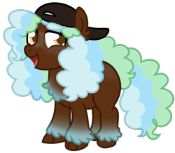 Size: 1057x924 | Tagged: safe, artist:unicorn-mutual, oc, oc only, oc:midnight snack, earth pony, pony, backwards ballcap, baseball cap, cap, chubby, female, hat, mare, simple background, solo, transparent background