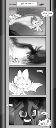 Size: 1451x3300 | Tagged: safe, artist:loreto-arts, queen chrysalis, spike, dragon, comic:friendship is innuendo, comic:friendship is innuendo vol. 2, g4, black and white, broken horn, comic, female, grayscale, heart, heart eyes, horn, male, monochrome, obsession, oh crap, unhinged, wingding eyes, winged spike, wings, yandere, yanderesalis