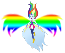 Size: 9999x8190 | Tagged: safe, artist:lumi-infinite64, rainbow dash, equestria girls, g4, absurd resolution, clothes, colored wings, daydream, daydream-ified, female, fingerless gloves, gloves, gradient horn, gradient wings, horn, leggings, multicolored wings, rainbow horn, rainbow wings, simple background, solo, transparent background, wings