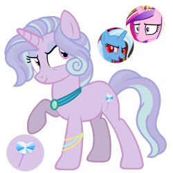 Size: 1280x1274 | Tagged: safe, artist:pegasski, artist:princess-kitsune-tsu, princess cadance, trixie, oc, pony, unicorn, g4, base used, female, full body, hooves, horn, lesbian, magical lesbian spawn, mare, offspring, parent:princess cadance, parent:trixie, parents:tridance, parents:trixdance, raised hoof, ship:tridance, shipping, show accurate, simple background, smiling, standing, tail, transparent background, unicorn oc