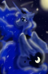 Size: 914x1423 | Tagged: safe, artist:iveory, princess luna, alicorn, pony, g4, female, full moon, mare, moon, night, sitting, solo, wings