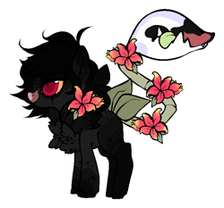 Size: 724x674 | Tagged: safe, artist:skulifuck, oc, oc only, oc:anastasia, oc:black swan, monster pony, original species, piranha plant pony, plant pony, augmented tail, base used, fangs, flower, flower in hair, hoof fluff, plant, raised hoof, simple background, tongue out, transparent background