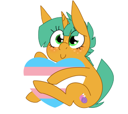 Size: 1280x1135 | Tagged: safe, artist:kryptchild, snails, pony, unicorn, g4, glitter shell, pride, pride flag, simple background, solo, trans female, transgender, transgender pride flag, transparent background