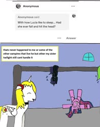 Size: 1132x1443 | Tagged: safe, artist:ask-luciavampire, twilight sparkle, oc, oc:lucia nightblood, oc:nyx, alicorn, pony, vampire, vampony, tumblr:ask-luciavampire, g4, 1000 hours in ms paint, ask, tumblr