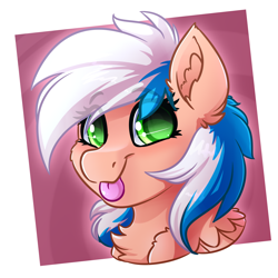 Size: 4000x4000 | Tagged: safe, artist:witchtaunter, oc, oc only, pegasus, pony, bust, commission, portrait, solo, tongue out