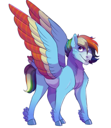 Size: 1300x1500 | Tagged: safe, artist:uunicornicc, rainbow dash, pony, g4, colored wings, multicolored wings, older, older rainbow dash, simple background, white background, wings