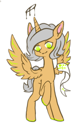 Size: 337x516 | Tagged: safe, oc, oc only, alicorn, pony, alicorn oc, horn, no pupils, raised hoof, simple background, solo, spread wings, white background, wings