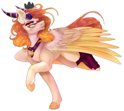 Size: 2800x2500 | Tagged: safe, artist:copshop, oc, oc only, pegasus, pony, crown, female, high res, horns, jewelry, mare, regalia, simple background, solo, transparent background, two toned wings, wings