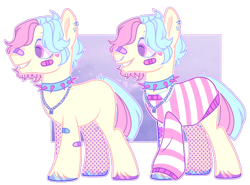 Size: 1024x757 | Tagged: safe, artist:chococolte, oc, oc only, earth pony, pony, bandaid, bandaid on nose, choker, clothes, ear piercing, male, piercing, simple background, solo, spiked choker, stallion, transparent background