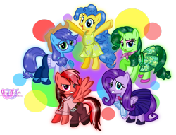 Size: 2803x2140 | Tagged: safe, artist:meganlovesangrybirds, applejack, fluttershy, pinkie pie, rainbow dash, rarity, earth pony, pegasus, pony, unicorn, g4, anger (inside out), clothes, crossover, disgust (inside out), disney, dress, fear (inside out), high res, inkscape, inside out, inside out emotions, joy (inside out), looking at you, pants, pixar, sadness (inside out), shirt, simple background, transparent background, vector