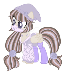 Size: 1280x1429 | Tagged: safe, artist:magicdarkart, oc, oc only, pegasus, pony, beanie, clothes, deviantart watermark, female, hat, hoodie, mare, mask, obtrusive watermark, simple background, socks, solo, surgical mask, thigh highs, transparent background, watermark