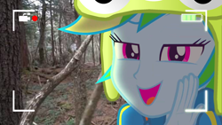 Size: 1920x1080 | Tagged: safe, edit, editor:faintshadow, rainbow dash, alien, equestria girls, g4, female, filming, forest, logan paul, meme, solo, story in the comments, suicide forest, we are going to hell