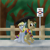 Size: 1600x1600 | Tagged: safe, artist:sixes&sevens, derpy hooves, doctor whooves, time turner, g4, bus stop, clothes, female, fence, fourth doctor's scarf, male, outdoors, rain, scarf, seventh doctor's umbrella, shared clothing, shared scarf, ship:doctorderpy, shipping, straight, striped scarf, tree, umbrella