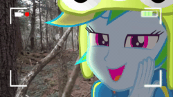 Size: 1280x720 | Tagged: safe, ai assisted, ai content, edit, editor:faintshadow, fifteen.ai, rainbow dash, alien, equestria girls, g4, aivo, animated, avo, everfree forest, female, filming, forest, logan paul, meme, rainbow douche, solo, sound, suicide forest, we are going to hell, webm